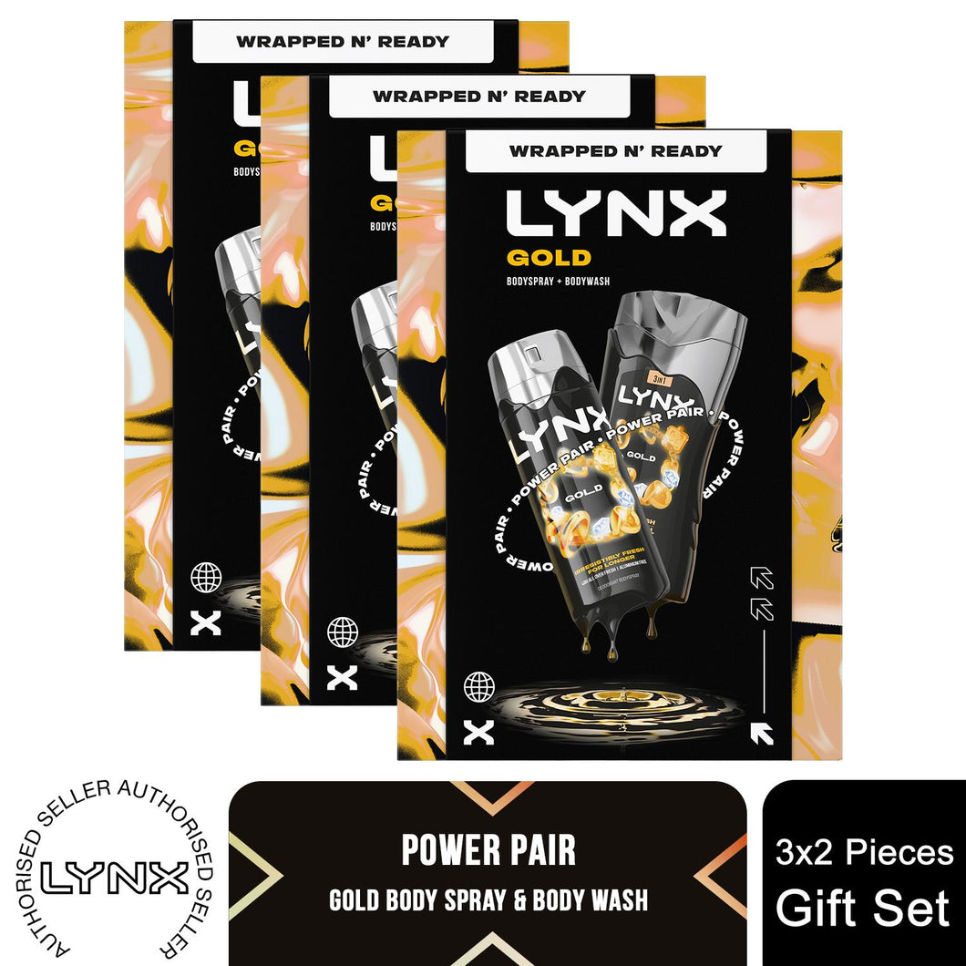 Lynx Gold Duo Gift Set , Body Wash and Deodorant with Oud and Vanilla Scent