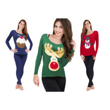 Load image into Gallery viewer, Women's Reindeer/Snowman Christmas Themed Winter Two-Piece Pyjama Set