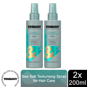 2 Pack of 75ml or 200ml Toni & Guy Sea Salt Texturising Spray for Beachy Waves