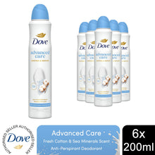 Load image into Gallery viewer, Dove Advanced Care Fresh Cotton &amp; Sea Minerals Aerosol Anti-Perspirant 200ml,6pk