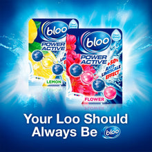 Load image into Gallery viewer, Bloo Toilet Rim Blocks Colour Active+Bleach, Lemon, Flower &amp; Power Active 6 Pk