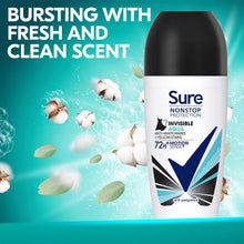 Load image into Gallery viewer, 3x Sure Women Motion Sense AP Deodorant Rollon 72H Nonstop, Invisible Aqua 50ml