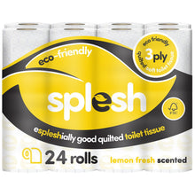 Load image into Gallery viewer, Splesh Toilet Roll Soft &amp; Quilted 3-Ply Lemon Scented Toilet Tissue, 24 Rolls
