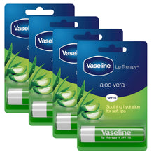 Load image into Gallery viewer, Vaseline Lip Balm Stick Aloe Vera 4g, 4 Pack Lip Therapy Moisturising Lip Care