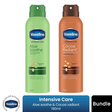 Load image into Gallery viewer, Vaseline Intensive Care Spray Moisturiser Duo Aloe Soothe &amp; Cocoa Radiant 190ml