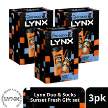 Load image into Gallery viewer, LYNX Sunset Fresh Duo &amp; Socks Gift Set 2 piece, Choose Your Pack Size 1,2,3 or 4