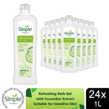 Load image into Gallery viewer, Simple Refreshing Bath Soak Cucumber Extract 1L 24-Pack Bulk