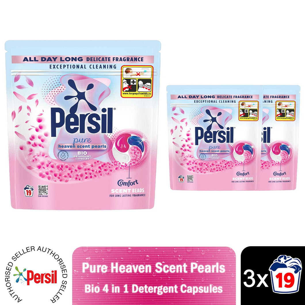 Persil Pure Heaven Scent Pearls Bio 19 Washes Detergent Washing Capsules, 3pk