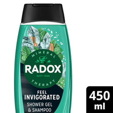 Load image into Gallery viewer, 12x Radox Mineral Therapy Feel Invigorated Shower Gel &amp; Shampoo for Men, 450ml