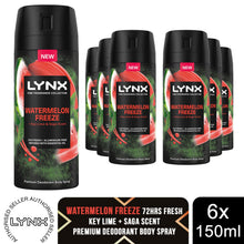 Load image into Gallery viewer, Lynx Men Deodorant Watermelon Freeze with 72Hrs Freshness 150ml, 6 Pack