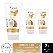 Load image into Gallery viewer, Dove Coconut Oil and Almond Milk Hand Cream 75 ml, 3 Pack