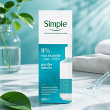 Load image into Gallery viewer, Simple Purify+ Niacinamide &amp; Zinc Face Serum 30ml 10 Pack, for Sensitive Skin