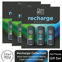 Load image into Gallery viewer, Dove Men+Care Gift Set Recharge Trio Clean Comfort Extra Fresh Eucalyptus Mint