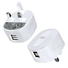 Load image into Gallery viewer, FX Mains Charger Dual USB 2.4 AMP Plug (UK) For Smart Phones &amp; Tablets, White