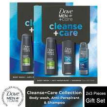 Load image into Gallery viewer, Dove Men+Care Gift Set Cleanse+Care Trio - Bodywash, Deodorant, Shampoo
