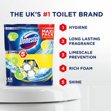Load image into Gallery viewer, 10x Domestos Power 5 Lime Toilet Rim Blocks for LongLasting Protection 55g,Pkof5