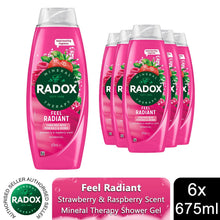 Load image into Gallery viewer, Radox Mineral Therapy Feel Radiant Shower Gel Revitalising Body Wash 675ml, 6pk