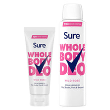 Load image into Gallery viewer, Sure Whole Body Wild Rose Bundle Deodorant Spray&amp;Cream Aluminium Free for Women