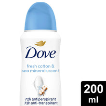 Load image into Gallery viewer, Dove Advanced Care Fresh Cotton &amp; Sea Minerals Aerosol Anti-Perspirant 200ml,6pk
