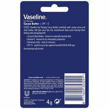 Load image into Gallery viewer, Vaseline Lip Balm Stick Cocoa Butter 4g 2 Pack Lip Therapy Moisturising Lip Care