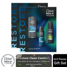 Load image into Gallery viewer, Dove Men+Care Restore Clean Comfort Bath and Body 3Pcs Gift Set for Him