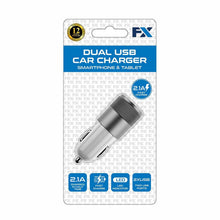 Load image into Gallery viewer, FX Powabud Car Charger 2.1A Twin USB Socket Universal Charger, Silver