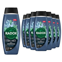 Load image into Gallery viewer, 12x Radox Mineral Therapy Feel Energised 2in1 Shower Gel &amp; Shampoo for Men,450ml