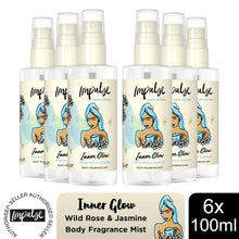 Load image into Gallery viewer, Impulse Body Mist Inner Glow with Wild Rose &amp; Jasmine Fragrance 100ml, 6 Pack