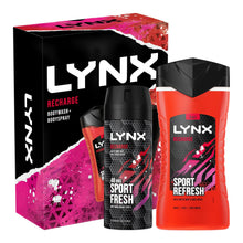 Load image into Gallery viewer, Lynx Recharge Sport Refresh Body Wash and Body Spray 2pcs Gift Set for Him