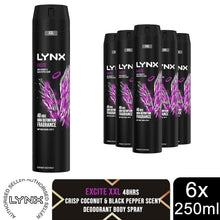 Load image into Gallery viewer, Lynx XXL Excite 48-Hour High Definition Fragrance Body Spray Deodorant, 6x250ml