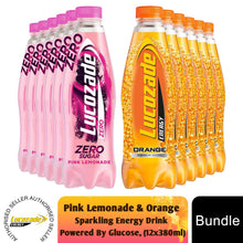 Load image into Gallery viewer, Lucozade Energy Orange &amp; Pink Lemonade Sparkling Energy Drink 6 Pack of 900ml