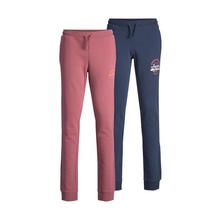 Load image into Gallery viewer, Jack &amp; Jones Jjibrat Logo Sweat Pants Junior 2 Pack Navy Rose Joggers Size 128