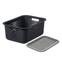 Load image into Gallery viewer, SmartStore Basket Recycled 15 StorageBox 10L w/ Plastic Lid, Charcoal/Anthracite