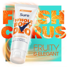 Load image into Gallery viewer, Sure Fresh Citrus Whole Body Deodorant Cream Aluminium Free 75ml, 6 Pack