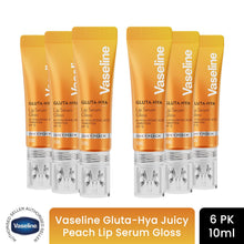 Load image into Gallery viewer, Vaseline Lip Gloss Serum Juicy Peach 10ml, 6 Pack SPF15 Plumping Non Sticky Care