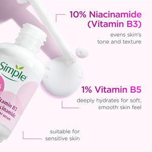 Simple 10% Niacinamide Serum 3 Pack, 30ml Each, Vitamin B3 Booster Brightening Face Serum, Helps Reduce Blemishes and Uneven Tone, Smooths Skin Texture and Restores Radiance