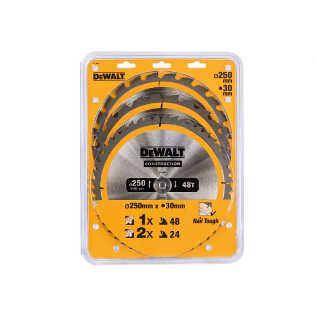 DEWALT DT1964 Construction Circular Saw Blade 3 Pack 305 x 30mm x 24T/48T/60T