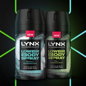 Lynx Lower Body Spray Coconut + Sandalwood 72Hrs of Freshness 100ml, 3 Pack