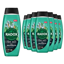 Load image into Gallery viewer, 12x Radox Mineral Therapy Feel Invigorated Shower Gel &amp; Shampoo for Men, 450ml