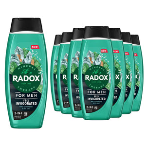 12x Radox Mineral Therapy Feel Invigorated Shower Gel & Shampoo for Men, 450ml