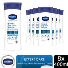 Load image into Gallery viewer, Vaseline Expert Care Instant Dry Skin Rescue Hydrating Body Lotion 400ml, 8 Pack