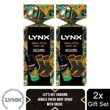 Load image into Gallery viewer, Lynx LET'S GET CRAKING Jungle Fresh Body Spray Gift Set for Him with Socks Pair