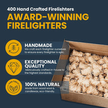 Load image into Gallery viewer, Ecoblaze Natural Firelighters (Box of 200) Wood Wool for Pizza Oven &amp; Fire Pits