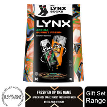 Load image into Gallery viewer, Lynx Africa Spray &amp; Sunset Wash Gift Set with Socks, 48H Fresh Scent Care