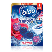 Load image into Gallery viewer, Bloo Colour Active Fresh Flower &amp; Bleach Toilet Rim Block Odour Stop 6 pk of 50g