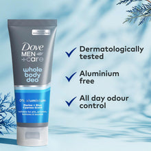 Load image into Gallery viewer, Dove Men+Care Whole Body Deodorant Cream Marine &amp; Blue Cypress 75ml, 6 pack