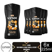 Load image into Gallery viewer, Lynx Gold 12-H Refreshing Fragrance Shower Gel Body Wash for Men, 6x225ml
