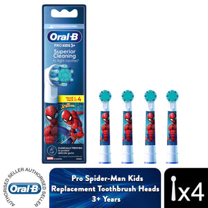 Oral-B Kids Replacement Toothbrush Heads Extra Soft - Spiderman, Pack of 4