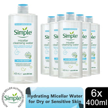 Load image into Gallery viewer, 3x or 6x 400ml Simple Water Boost Micellar Cleansing Water for Dehydrated Skin