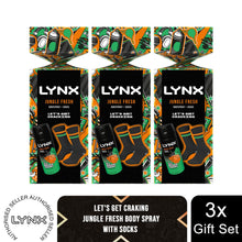 Load image into Gallery viewer, Lynx LET'S GET CRAKING Jungle Fresh Body Spray Gift Set for Him with Socks Pair
